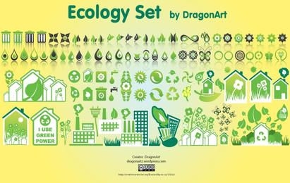 Conjunto de ícones de ecologia criativa verde