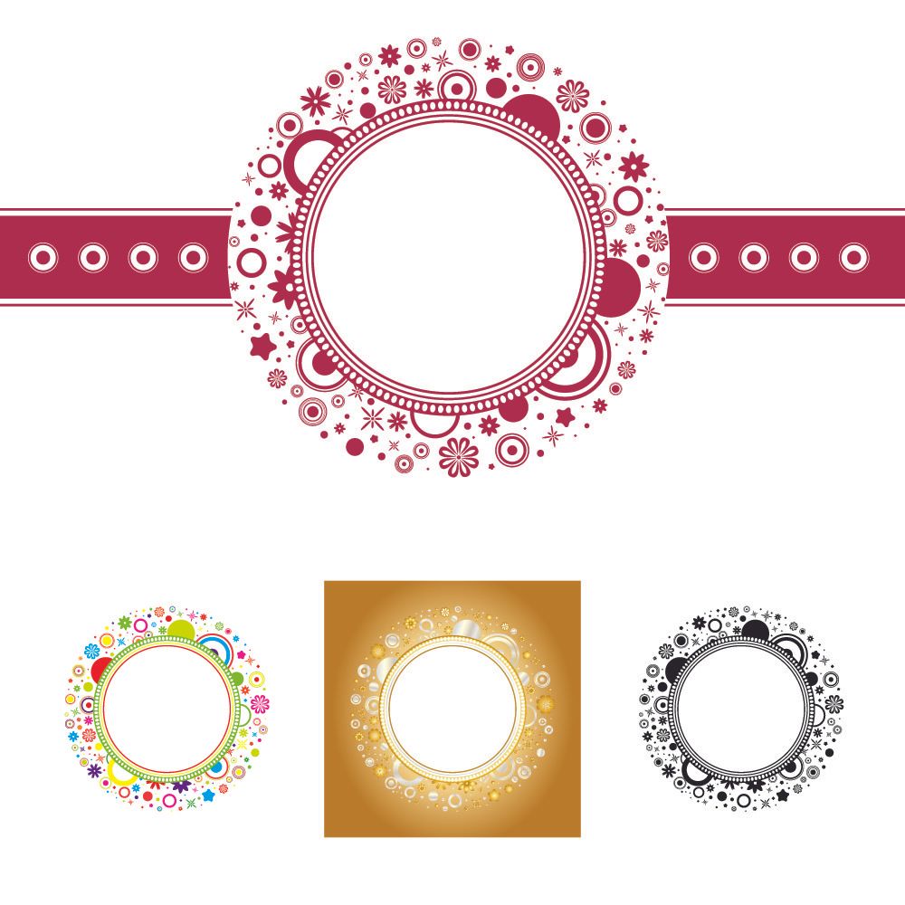 Elliptical Floral Frame Template Vector download