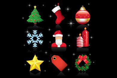 Pacote de ícones de enfeites de natal brilhantes