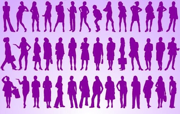Girls Standing Pack Silhouette Girls Standing Pack Silhouette