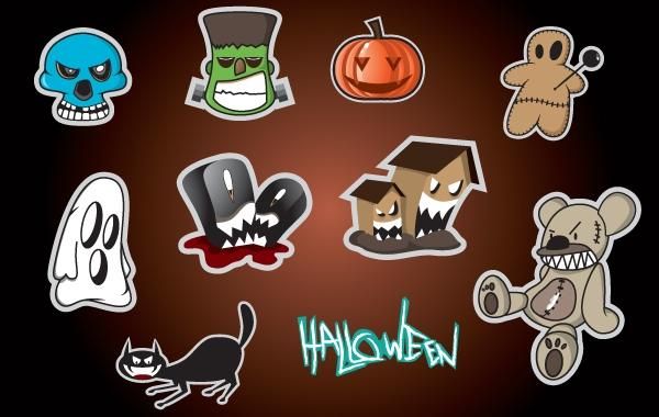 Sticker Set with Halloween Object Sticker Set with Halloween Object