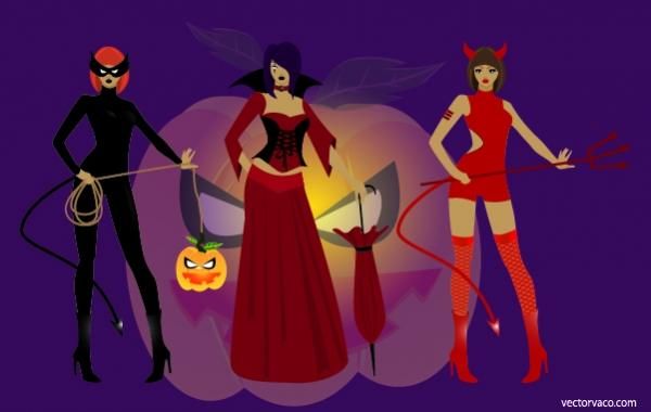 3 Girls in Halloween Witch Costumes 3 Girls in Halloween Witch Costumes