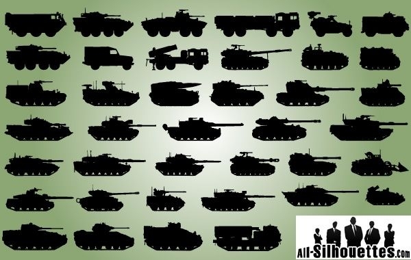 Silueta de paquete de vehículos militares