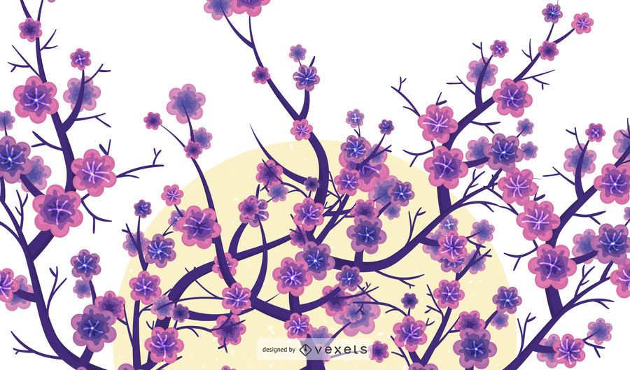 Cherry tree illlustration over white Cherry tree illlustration over white