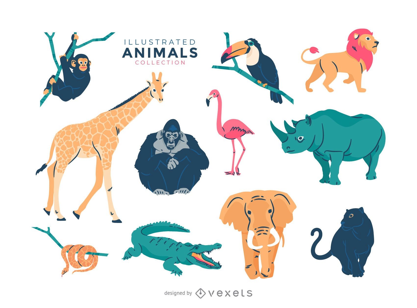 Gráfico vectorial de dibujos animados de animales