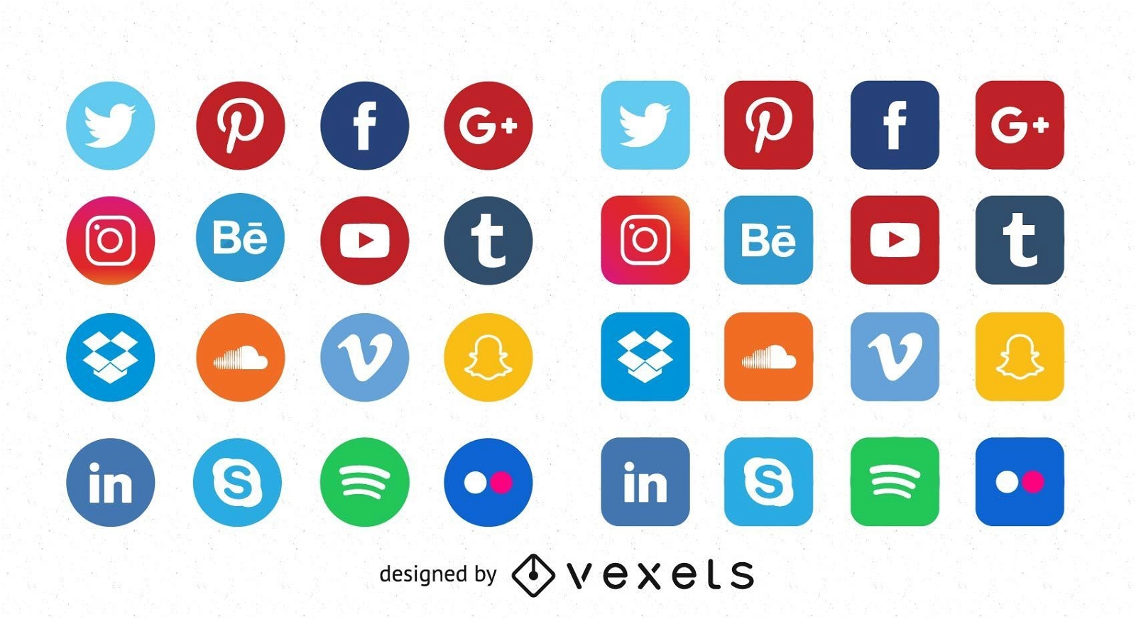 Kostenlose hochwertige flache Social-Media-Icons