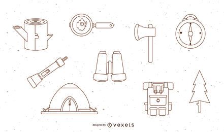 Conjunto de camping de vector libre