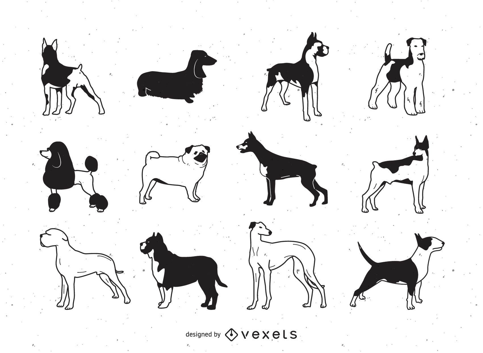 Perros vectoriales de trazo