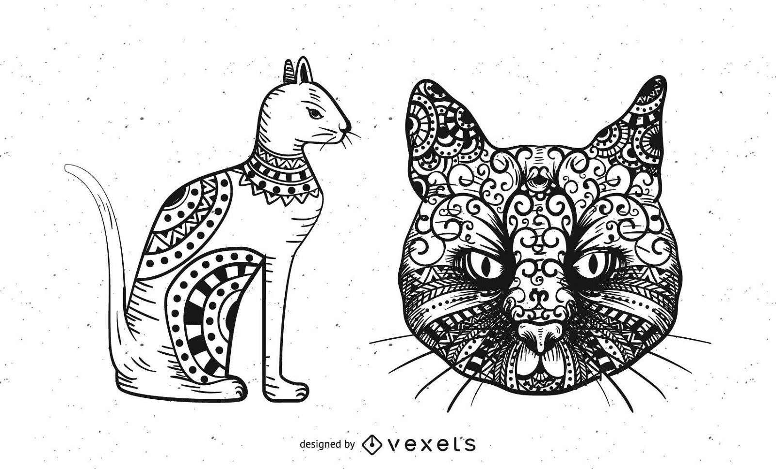 Gatos com ornamentos tribais