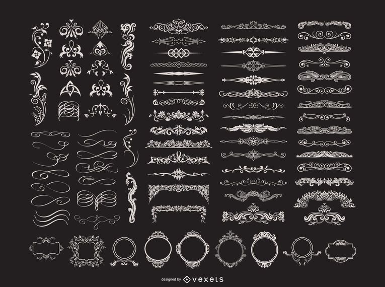 Vector 80 flourishes & Ornaments Vector Vector 80 flourishes & Ornaments Vector
