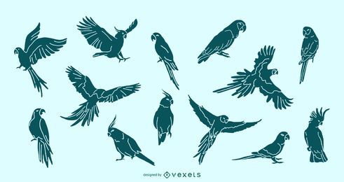 Parrot Silhouette Set