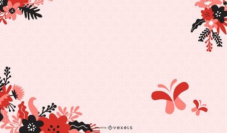 Abstract Floral with Butterfly Background Vector Illustration