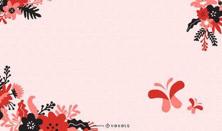 Abstrakte Blumen mit Schmetterlingshintergrund-Vektor-Illustration