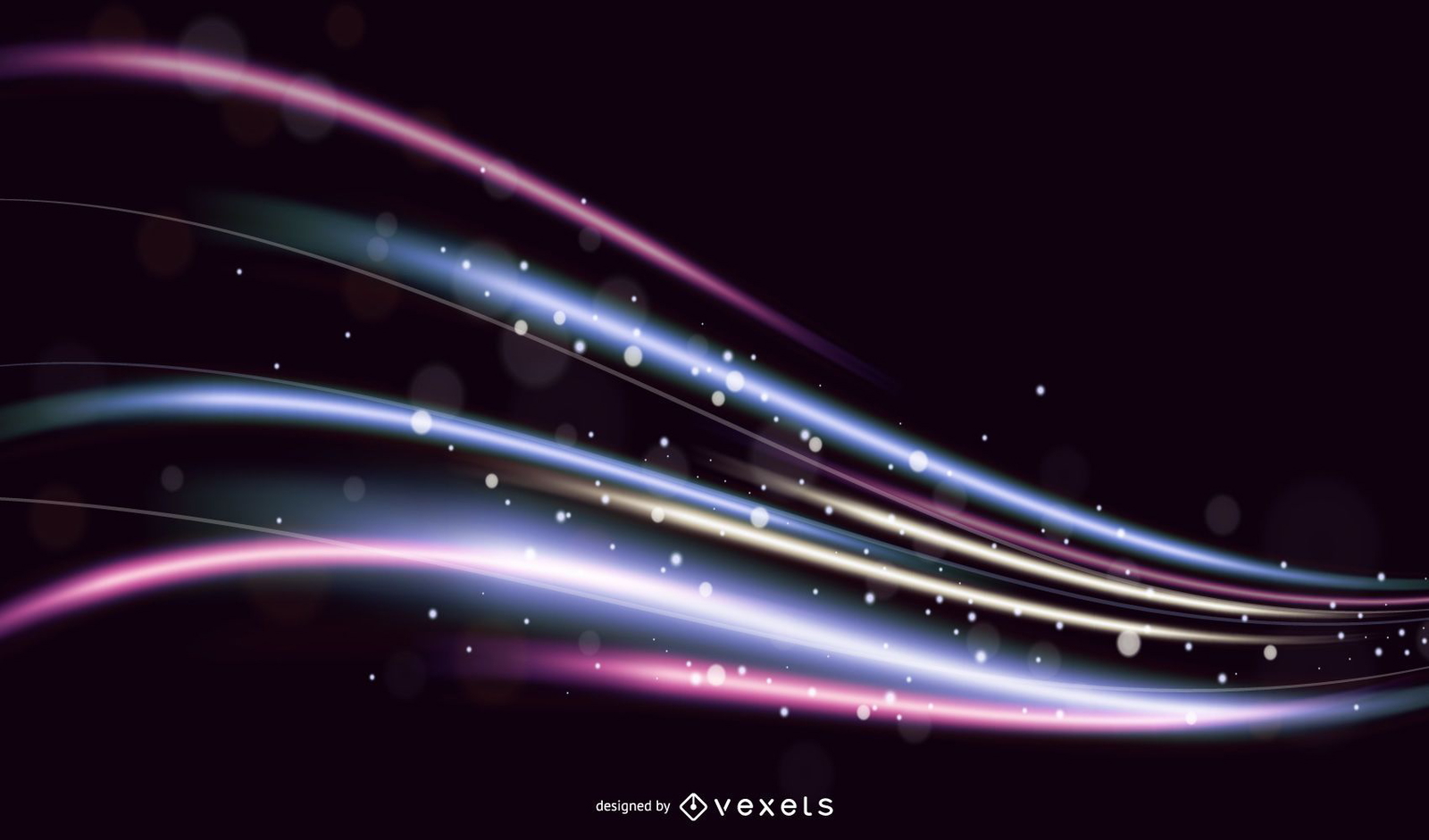 Colorful Abstract Waves on Black Background Vector Graphic