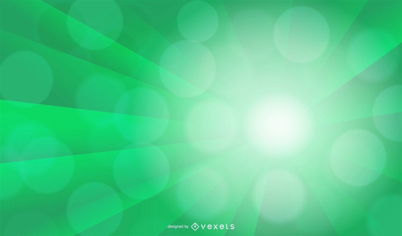 Green Ray Bokeh Light Background Design 