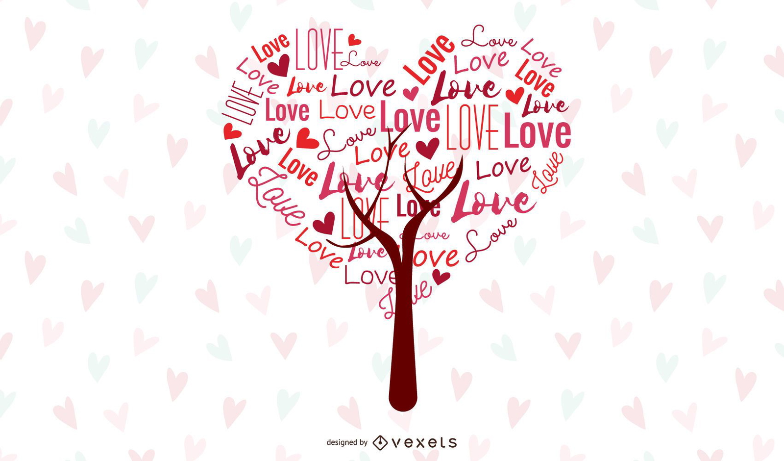 Abstract Love Tree Vector Graphic