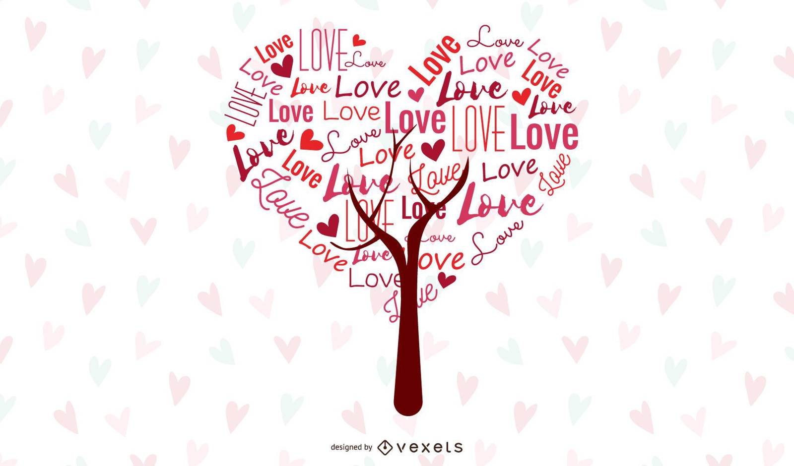 Gráfico de vetor abstrato da árvore do amor