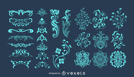 Colección de elementos florales de vector abstracto Colección de elementos florales de vector abstracto