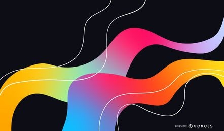 Gráfico de vetor abstrato onda colorida em fundo escuro