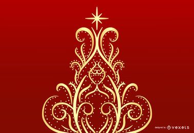 Blumenstrudel-Weihnachtsbaum-Vektorgrafik
