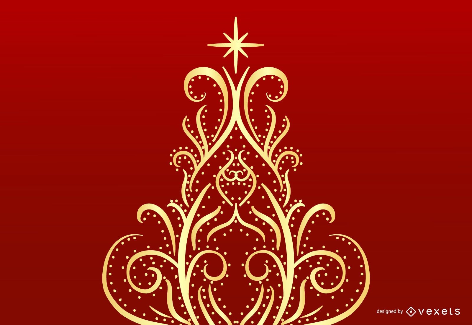Download Abstract Floral Swirl Christmas Tree Vector Graphic ...
