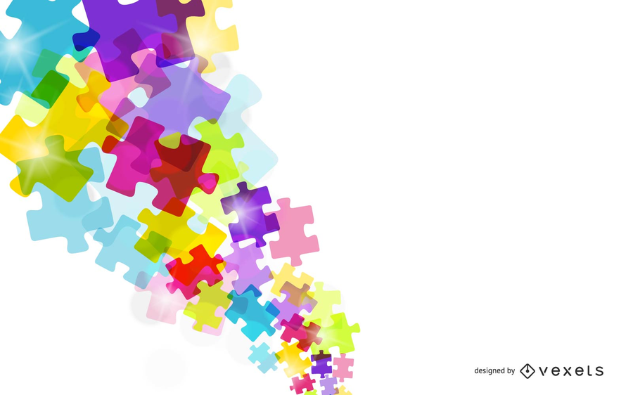 Colorful puzzle pieces over white backdrop Colorful puzzle pieces over white backdrop