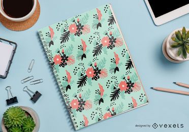 vector de patrón de cuaderno floral abstracto