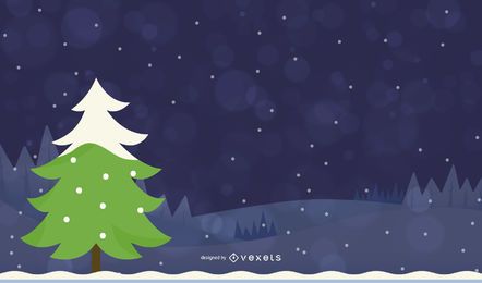 Flat Design Christmas Tree Landscape