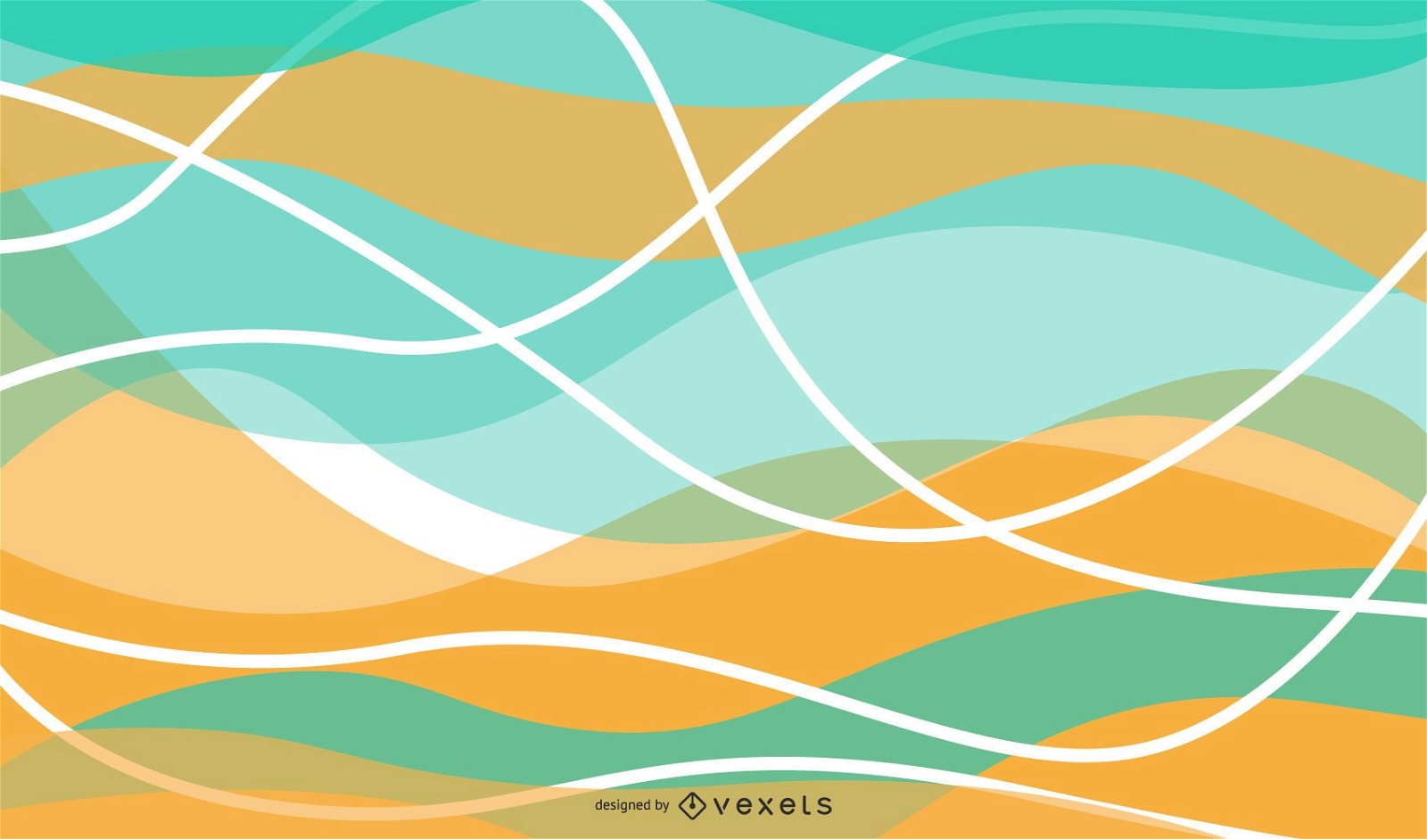 Abstract Colorful Curve Waves Vector Background