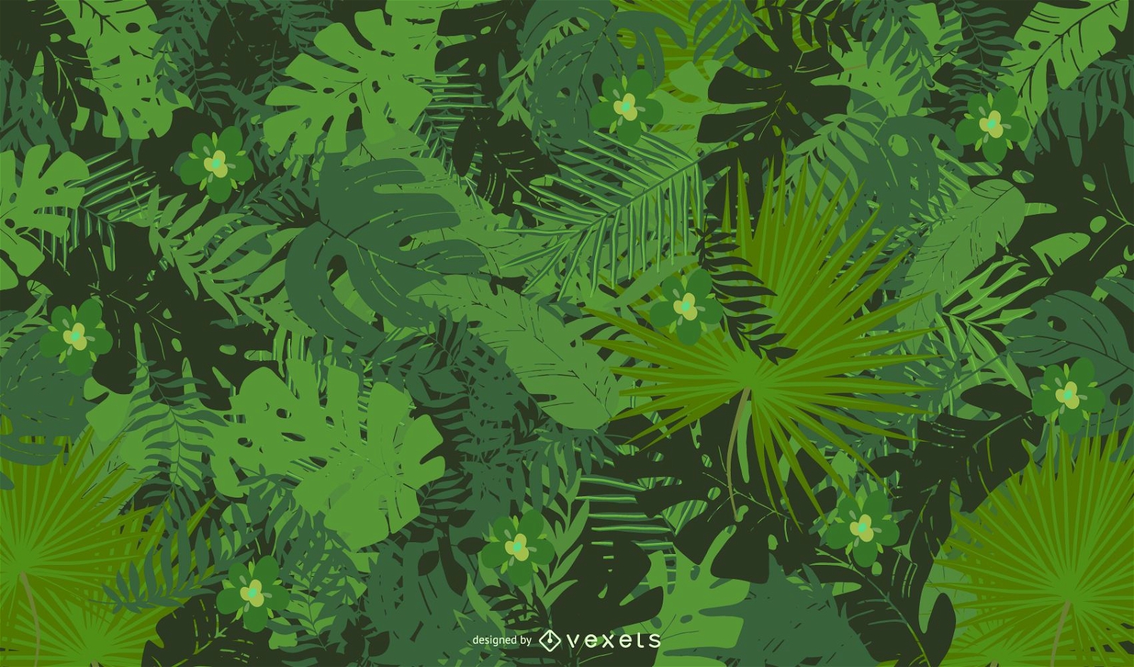 Ilustração em vetor floral abstrato com fundo verde