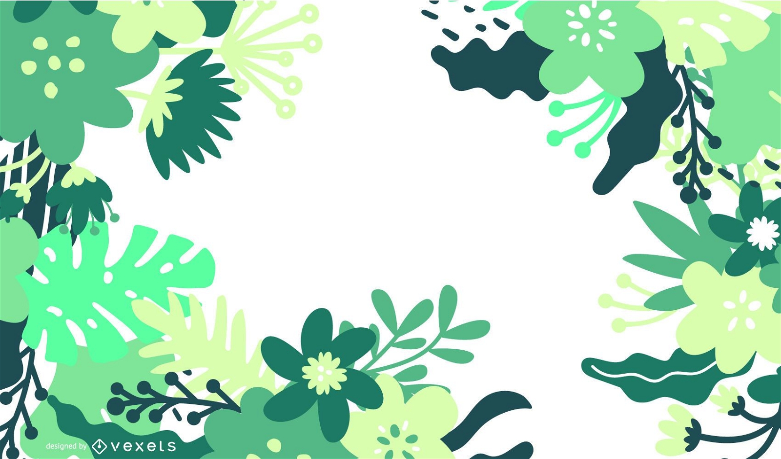 Ilustração em vetor design floral verde abstrato