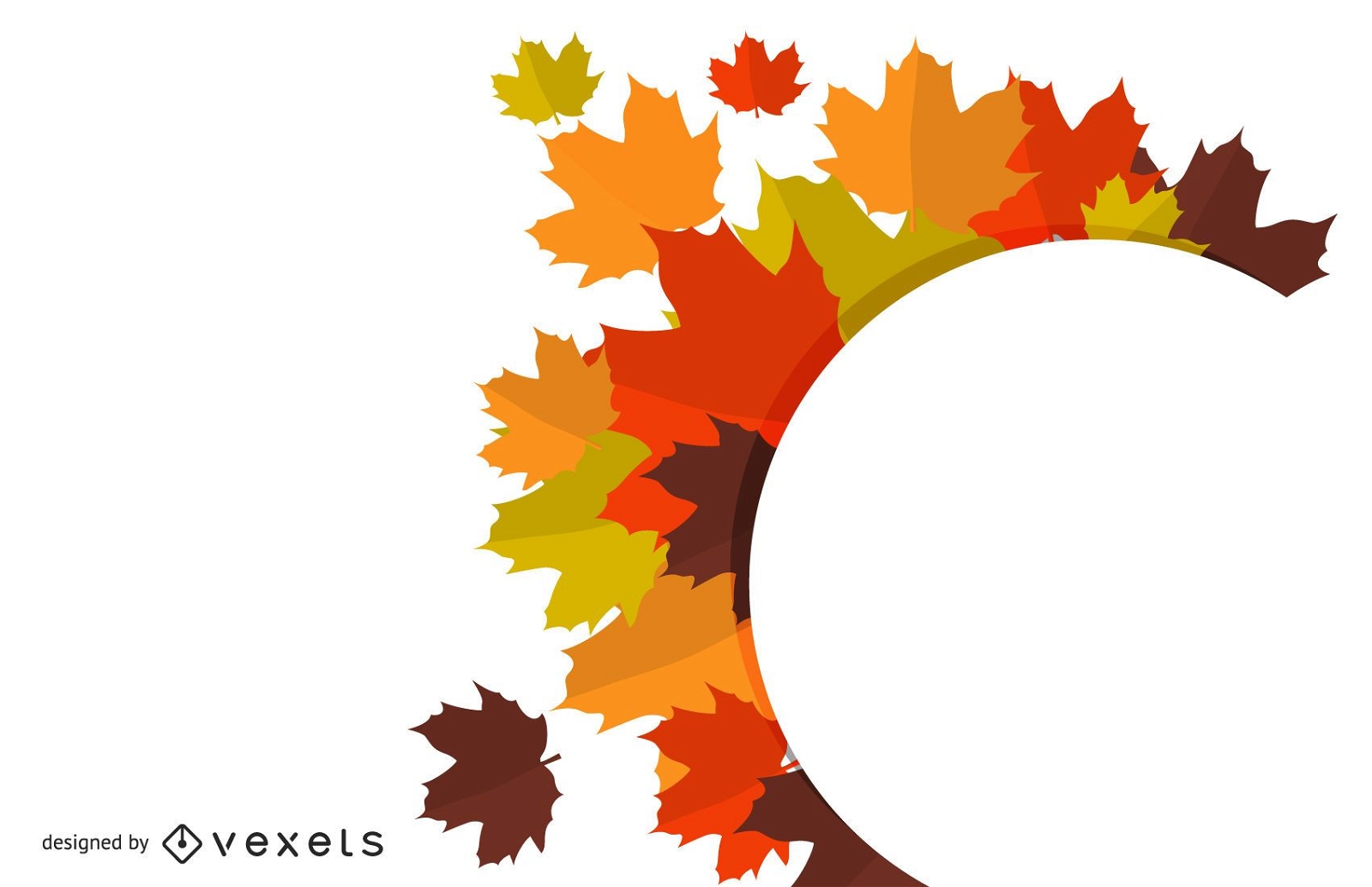Diseño de banner de círculo de hojas de otoño