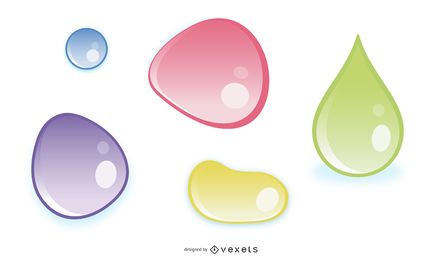 Paquete de diseño de gota de líquido brillante colorido