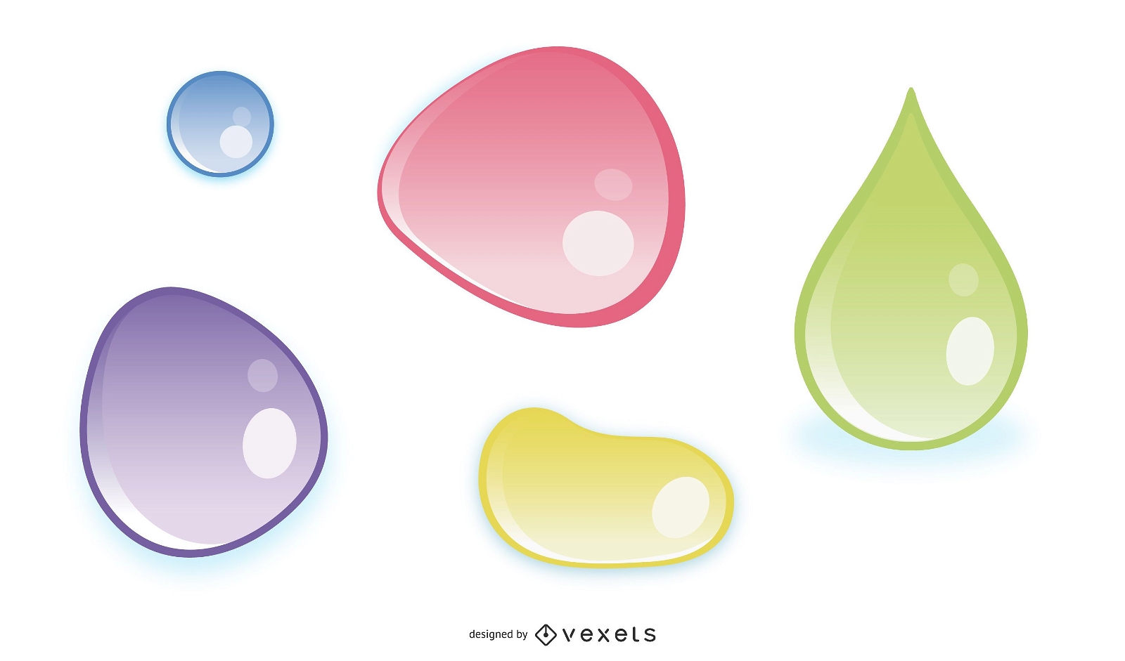 Colorful Glossy Liquid Drop Design Pack