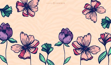 Hand drawn flowers background