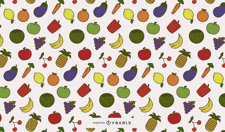 Patrón de frutas y verduras