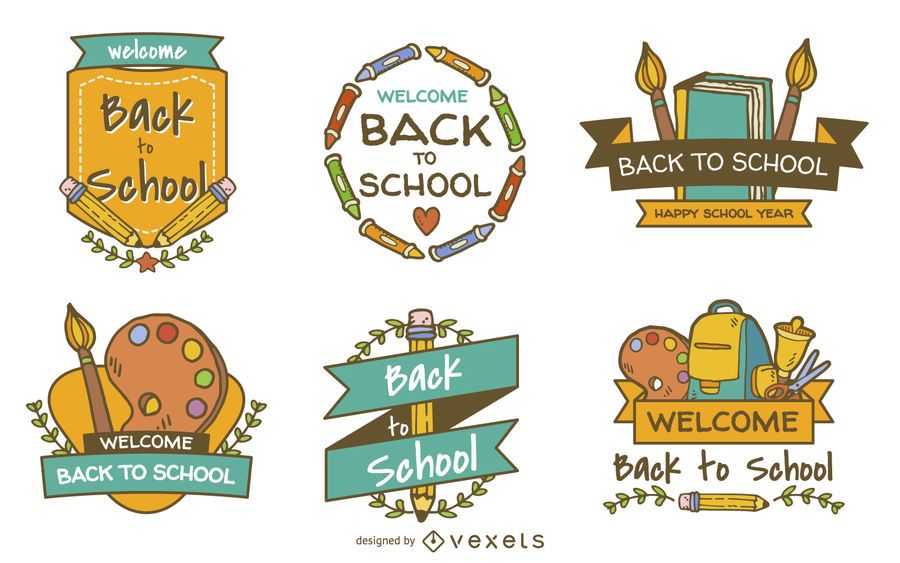 Volver a la escuela conjunto de etiquetas de placas Volver a la escuela conjunto de etiquetas de placas