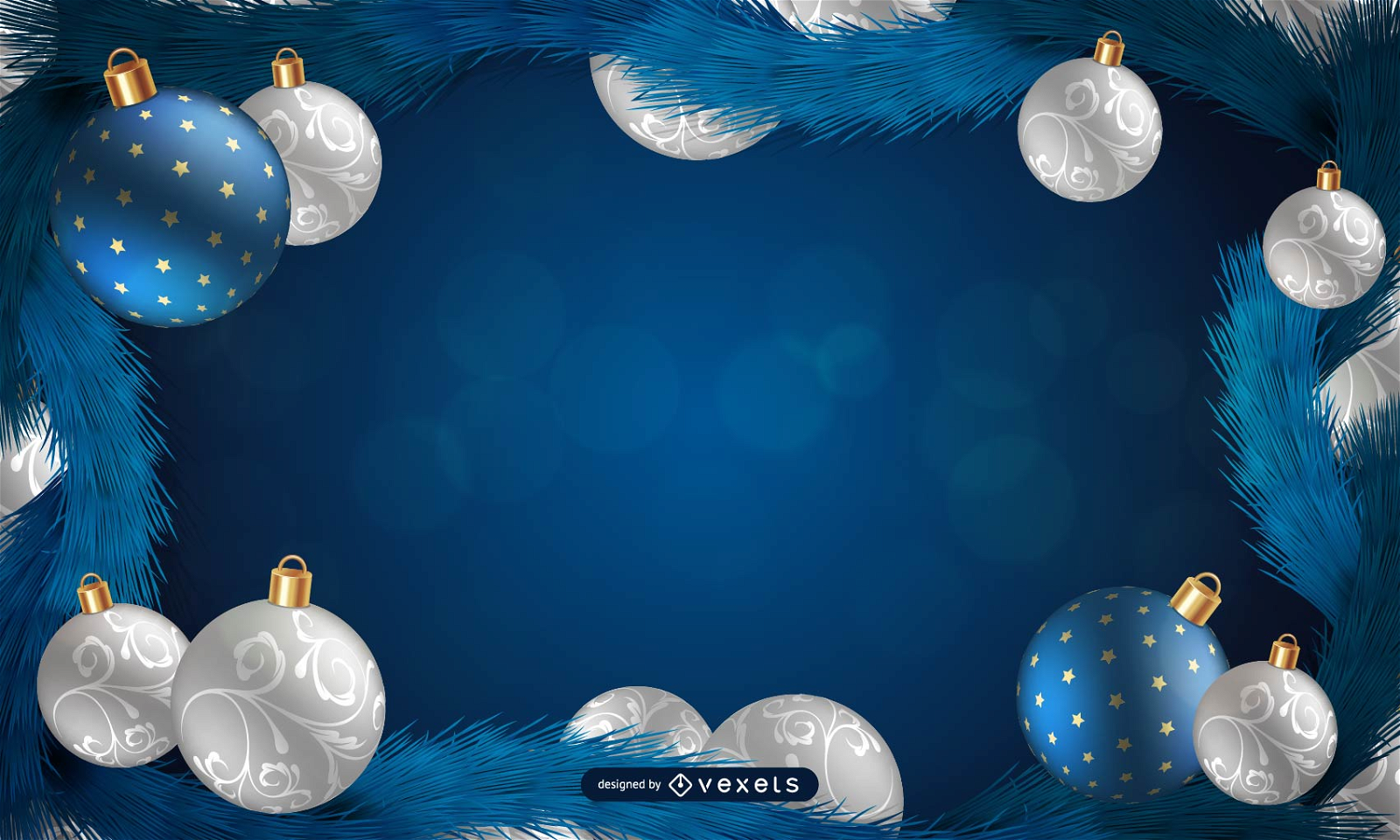 Blue Christmas frame with snowflakes