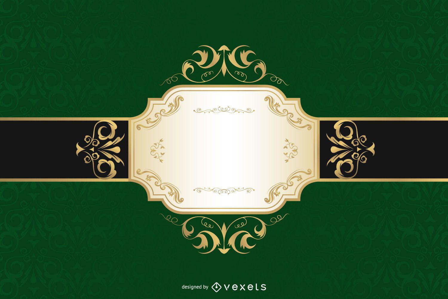 Etiqueta de banner de oro verde de lujo