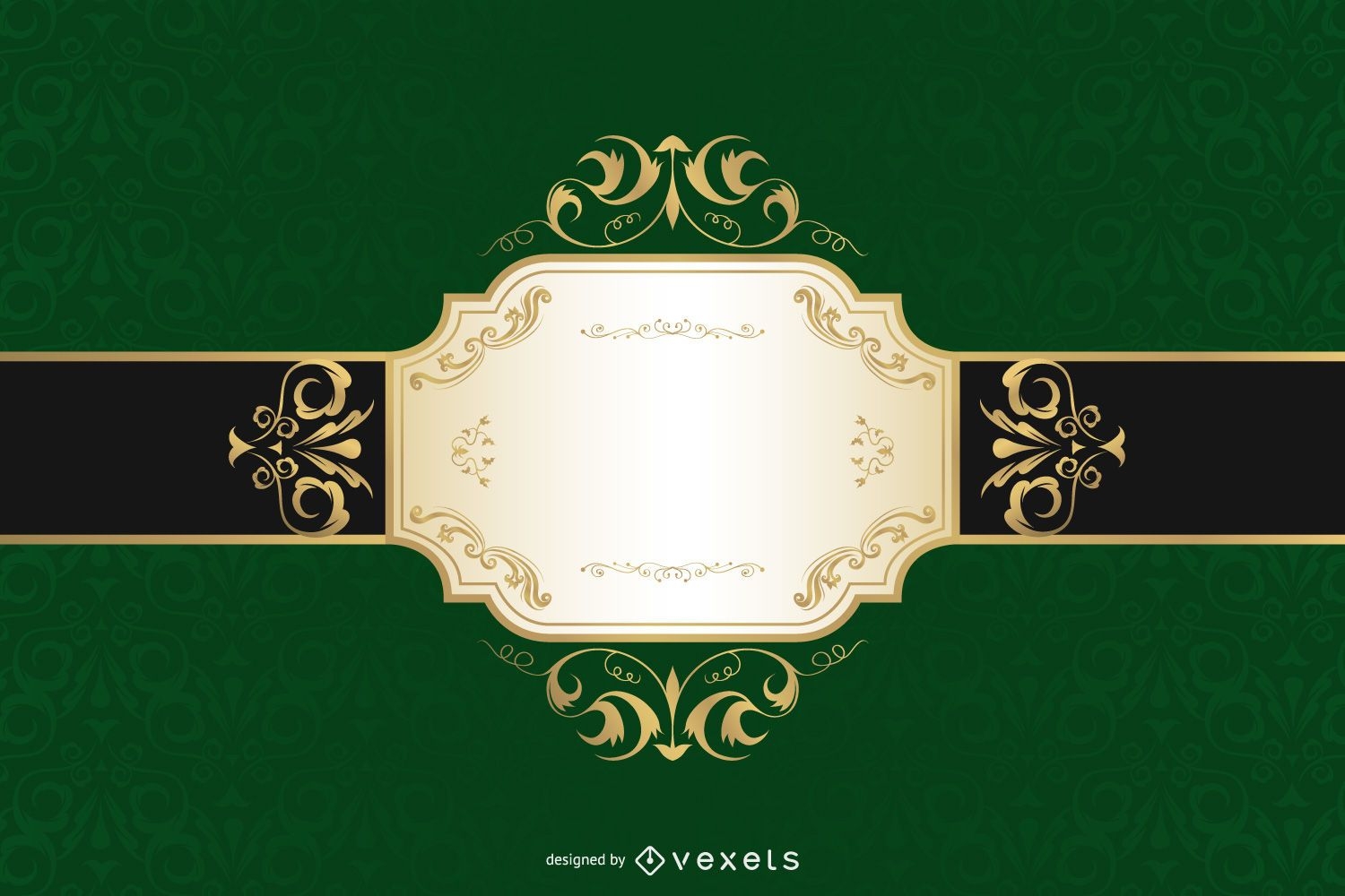 Luxury green gold banner label