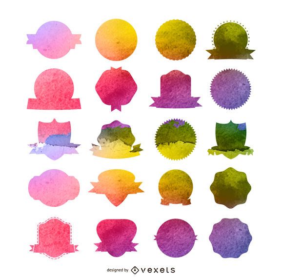 Aquarell Abzeichen gesetzt Aquarell Abzeichen gesetzt