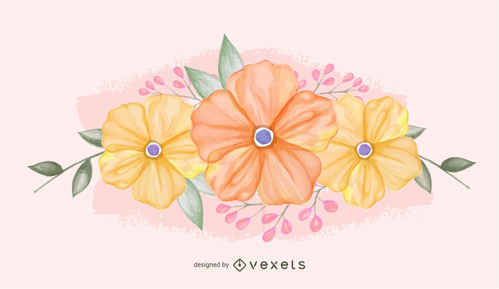Illustrated pastel flowers