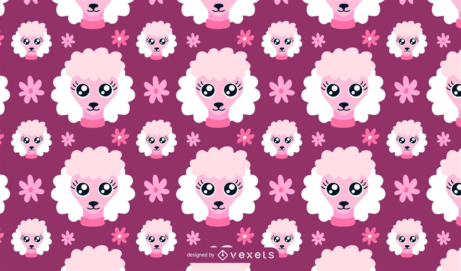 pink poodle pattern design