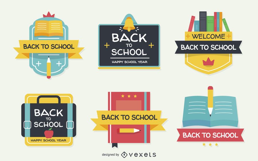 Flat back to school labels Flat back to school labels