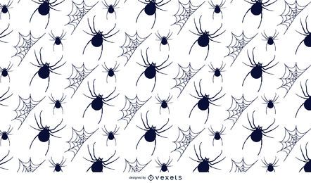 Padrão ilustrado de Halloween de aranhas e teias