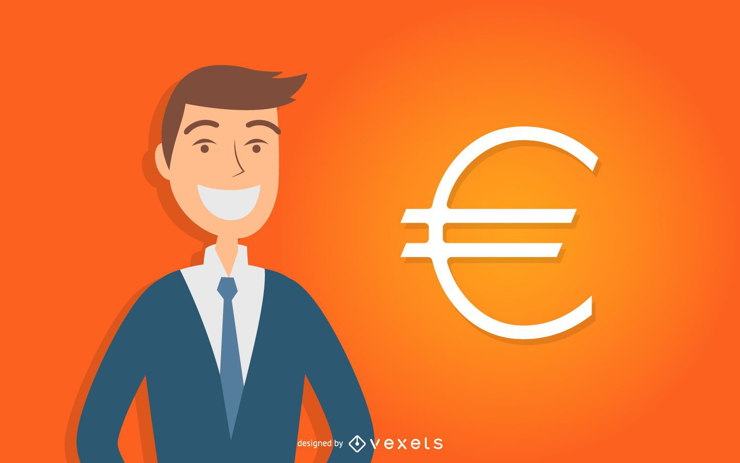 Homem de negócios com o símbolo do euro