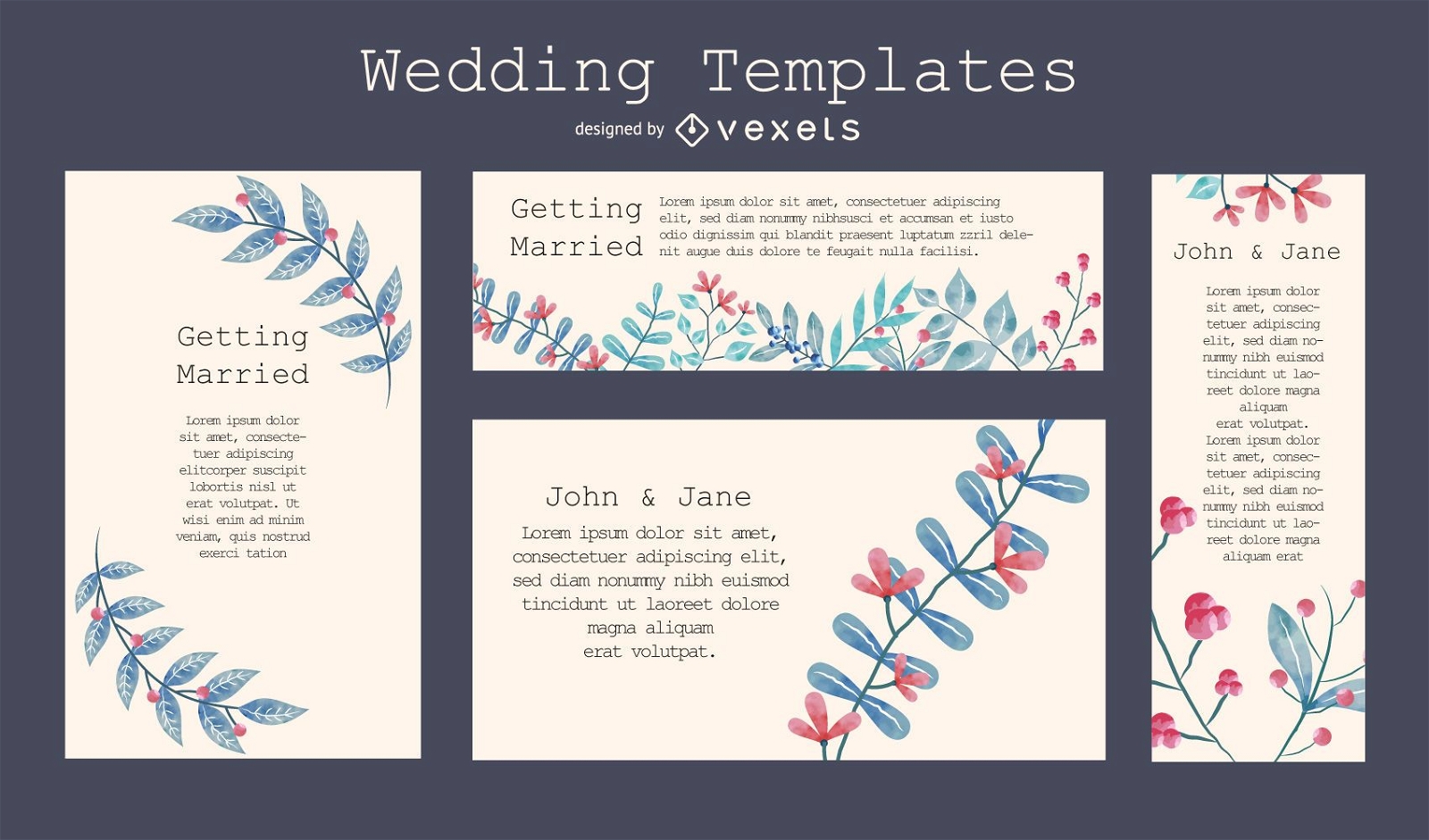 Flowery wedding invitation template