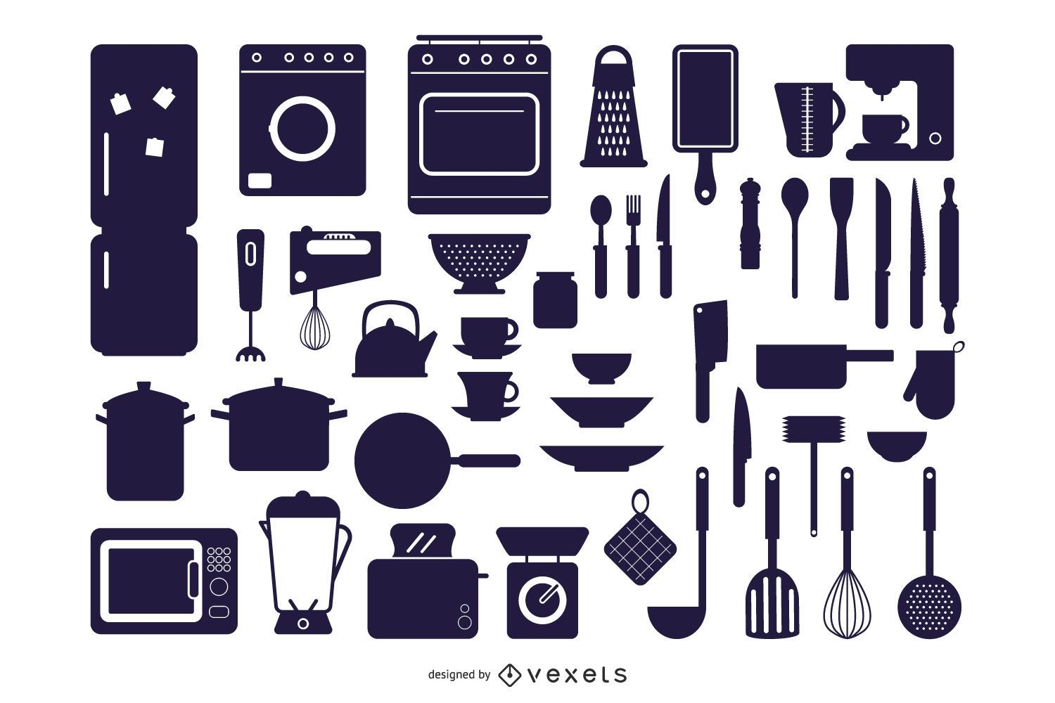 Vector Kitchen Appliances Silhouettes