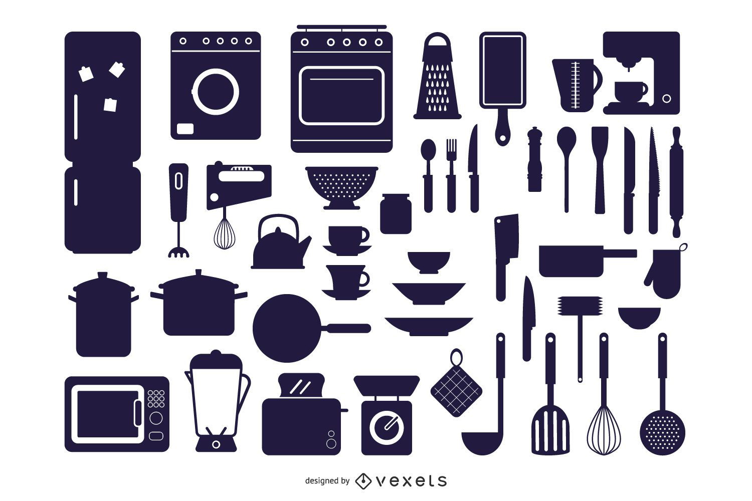 Vector siluetas de electrodomésticos de cocina