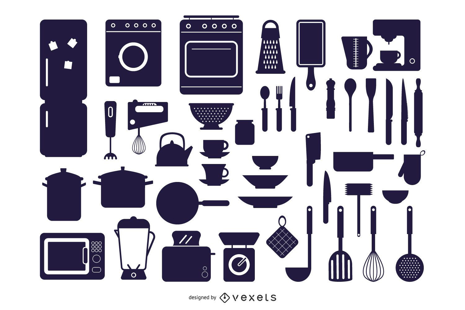 Vector siluetas de electrodom?sticos de cocina